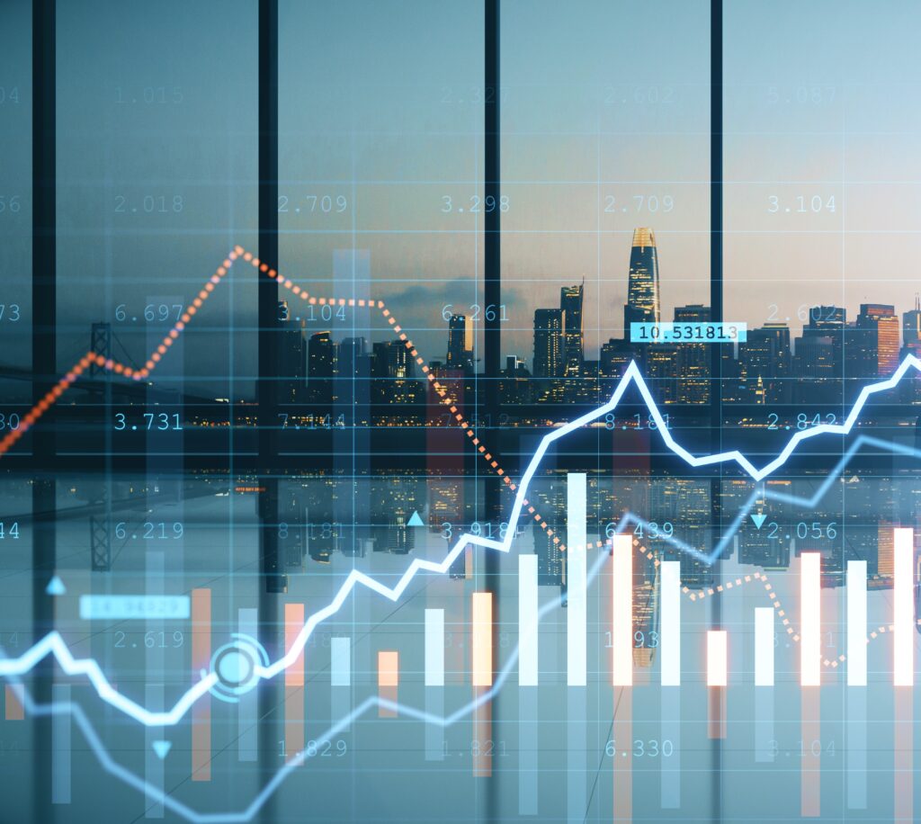 Stock market fluctuating with market sentiments.